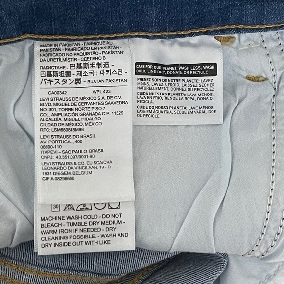 Levi’s 720 High Rise Super Skinny Jeans Blue Medium Wash Distress Destroy - Picture 6 of 6